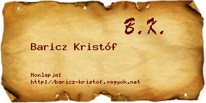 Baricz Kristóf névjegykártya